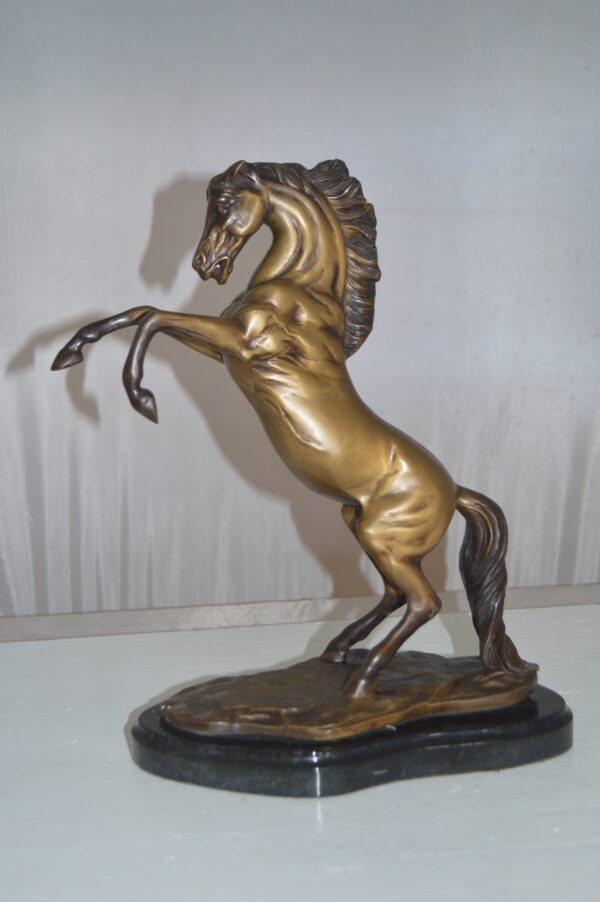 Rearing Horse - medium Bronze Statue -  Size: 11"L x 6"W x 14"H. - Image 3