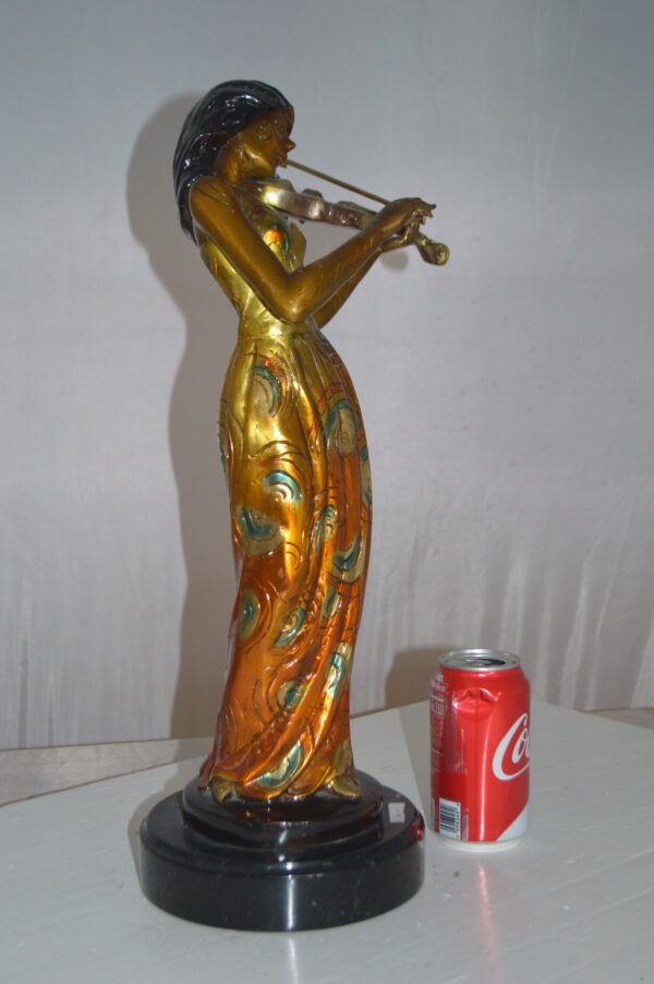 Girl Playing the violin Bronze Statue -  Size: 10"L x 7"W x 19"H. - Image 12