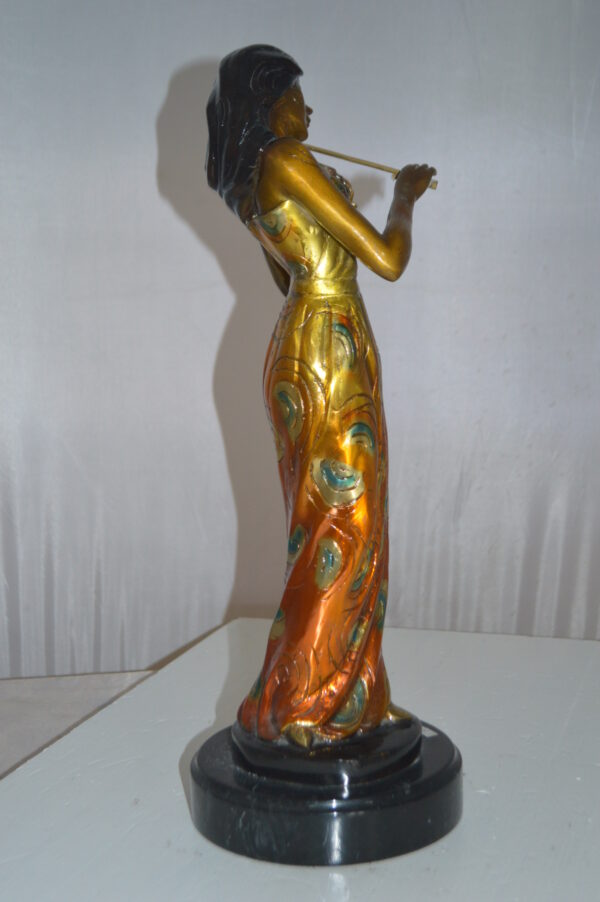 Girl Playing the violin Bronze Statue -  Size: 10"L x 7"W x 19"H. - Image 5