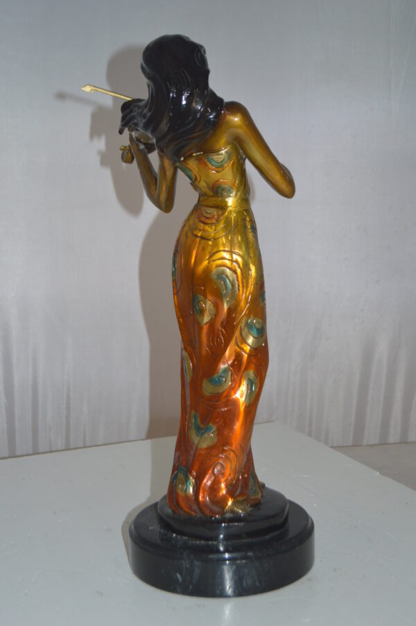 Girl Playing the violin Bronze Statue -  Size: 10"L x 7"W x 19"H. - Image 6