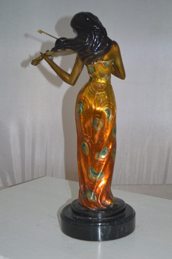 Girl Playing the violin Bronze Statue -  Size: 10"L x 7"W x 19"H. - Image 7