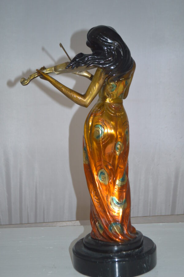 Girl Playing the violin Bronze Statue -  Size: 10"L x 7"W x 19"H. - Image 8