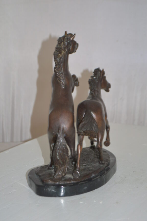 Two Horses Running Bronze Statue -  Size: 11"L x 5"W x 11"H. - Image 10