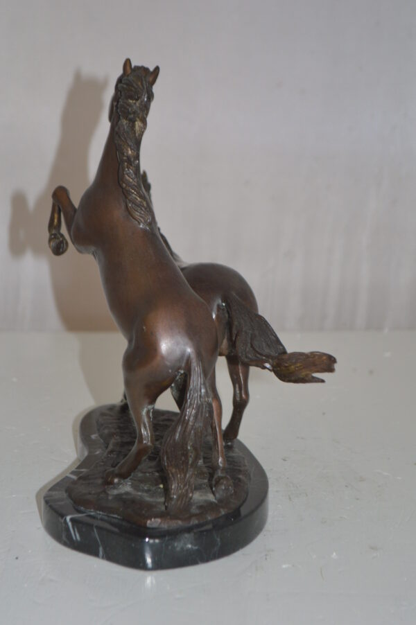 Two Horses Running Bronze Statue -  Size: 11"L x 5"W x 11"H. - Image 11