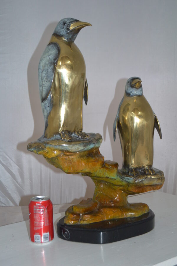 Two Penguins Bronze Statue -  Size: 16"L x 10"W x 12"H. - Image 13