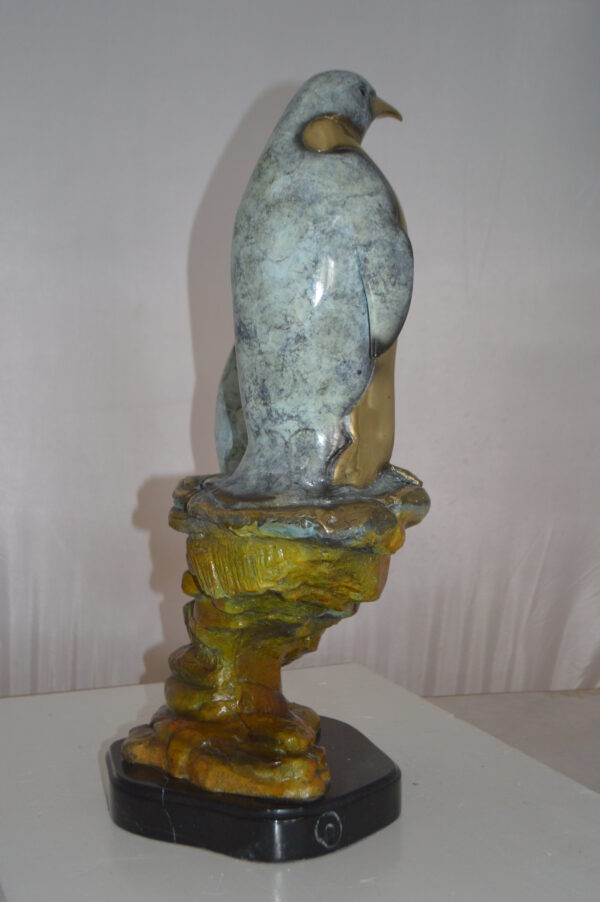 Two Penguins Bronze Statue -  Size: 16"L x 10"W x 12"H. - Image 6