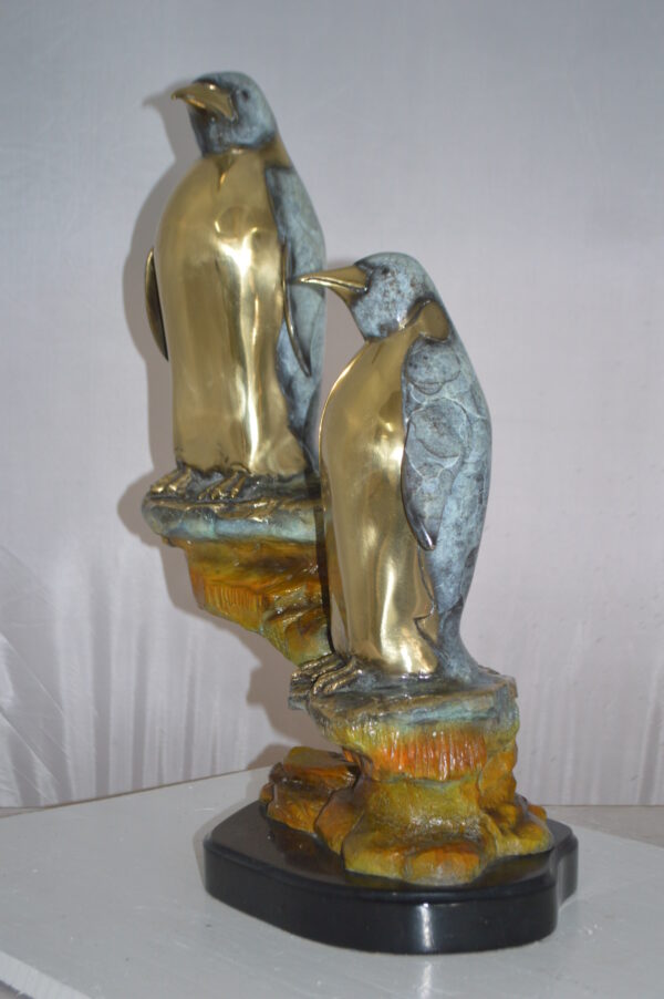 Two Penguins Bronze Statue -  Size: 16"L x 10"W x 12"H. - Image 11