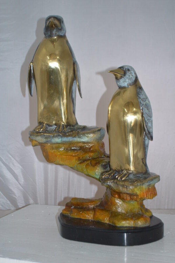 Two Penguins Bronze Statue -  Size: 16"L x 10"W x 12"H. - Image 12