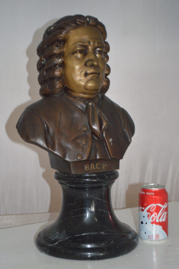 Johann Sebastian Bach Bust Bronze Statue -  Size: 11"L x 9"W x 20"H. - Image 10