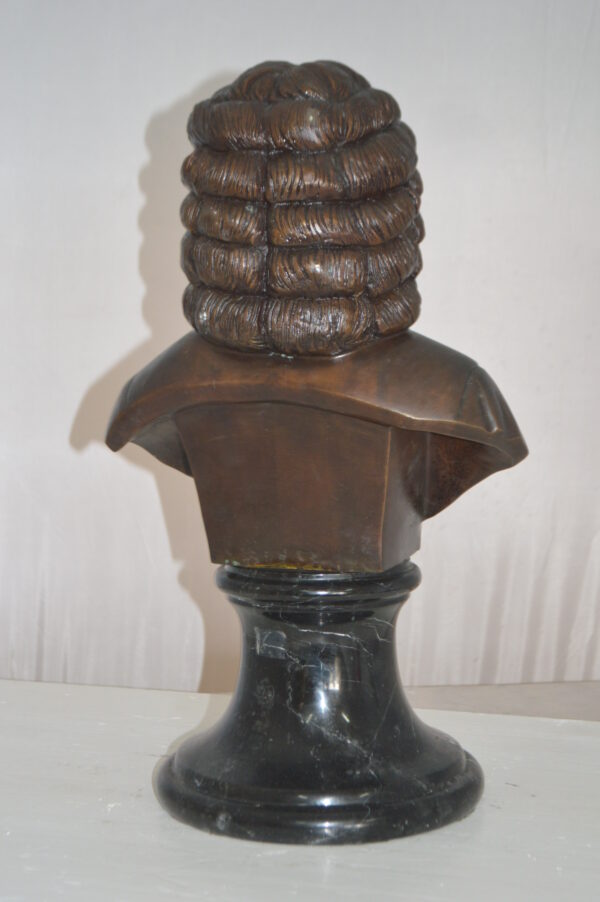 Johann Sebastian Bach Bust Bronze Statue -  Size: 11"L x 9"W x 20"H. - Image 7