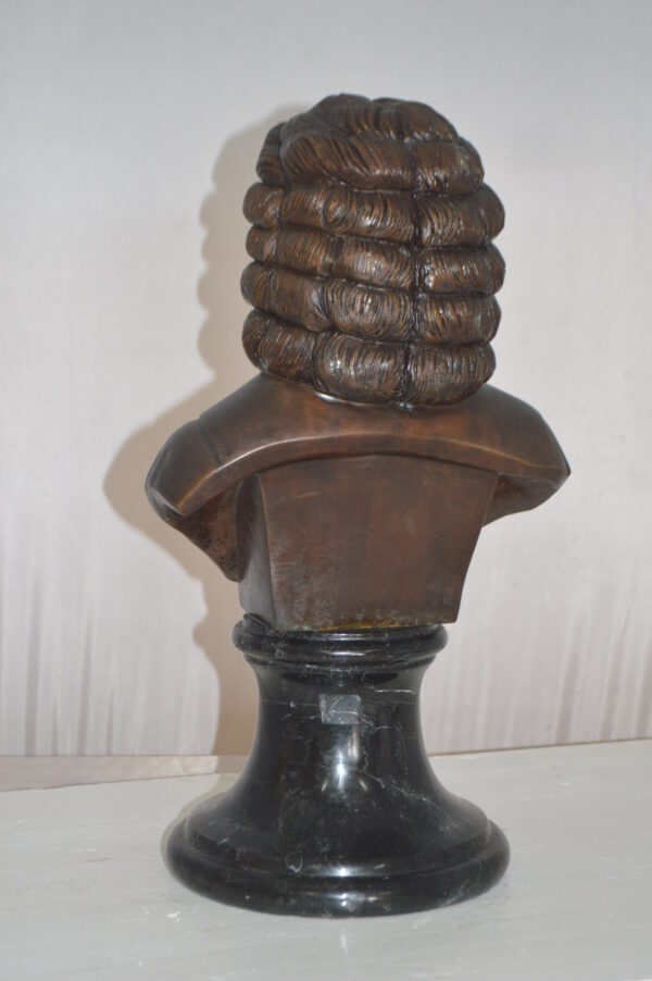 Johann Sebastian Bach Bust Bronze Statue -  Size: 11"L x 9"W x 20"H. - Image 8