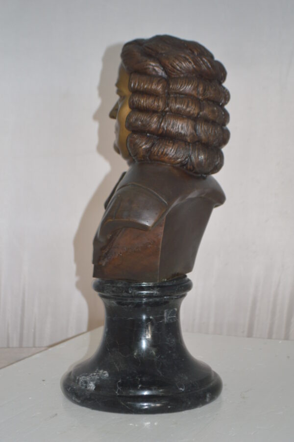 Johann Sebastian Bach Bust Bronze Statue -  Size: 11"L x 9"W x 20"H. - Image 9