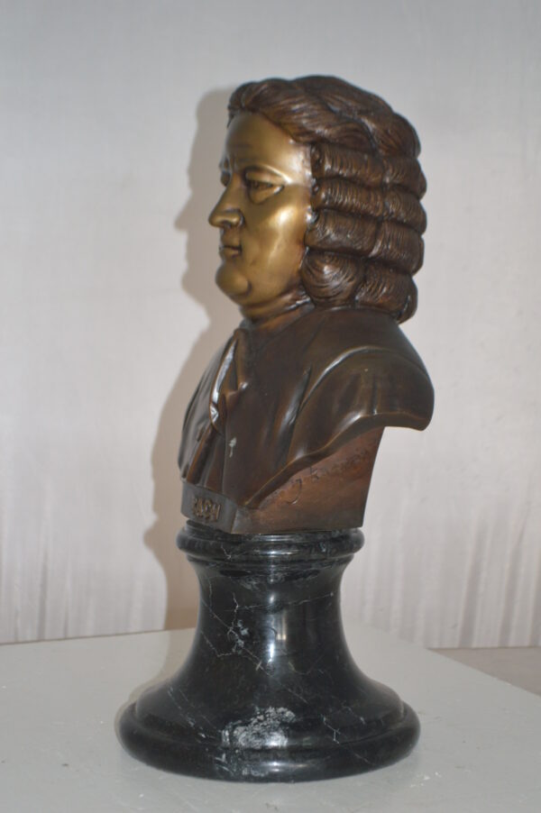 Johann Sebastian Bach Bust Bronze Statue -  Size: 11"L x 9"W x 20"H. - Image 11