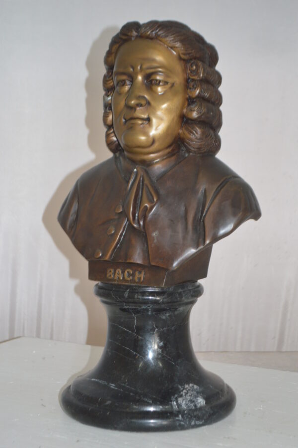 Johann Sebastian Bach Bust Bronze Statue -  Size: 11"L x 9"W x 20"H. - Image 12
