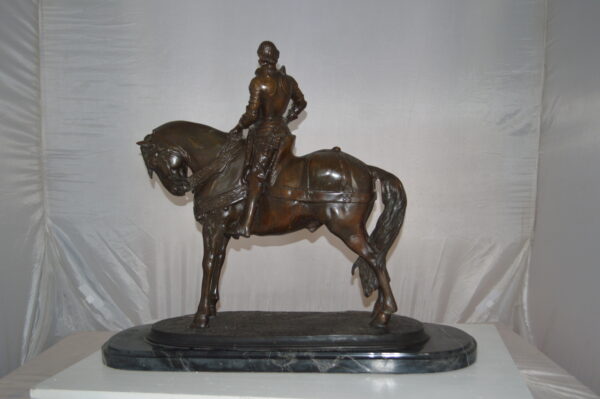 Man on his Horse Bronze Statue -  Size: 30"L x 10"W x 25"H. - Image 7