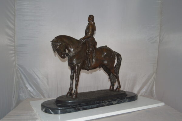 Man on his Horse Bronze Statue -  Size: 30"L x 10"W x 25"H. - Image 8