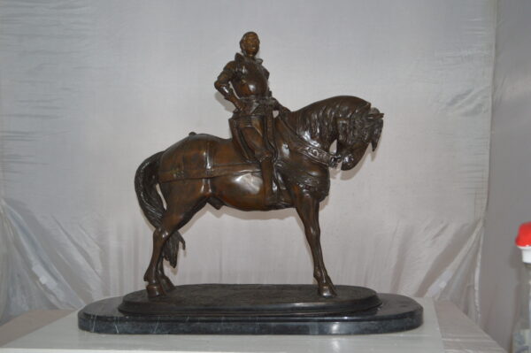 Man on his Horse Bronze Statue -  Size: 30"L x 10"W x 25"H. - Image 12