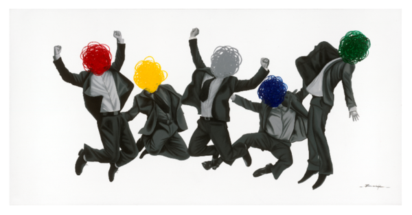 J. Barrios Giclee Bachelor Party Painting - Acrylic -  Size: 40"L x 77"W x 2"H.
