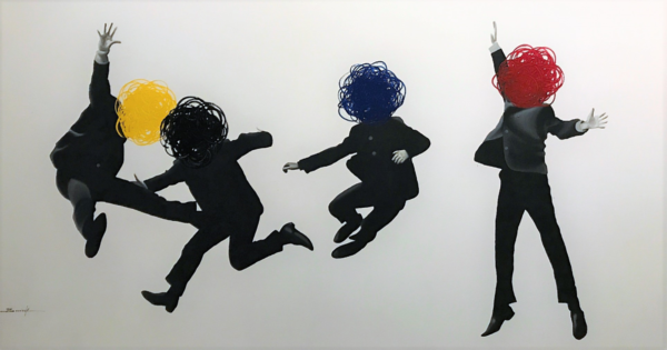 J. Barrios Giclee Boys Band Painting - Acrylic -  Size: 40"L x 77"W x 2"H.