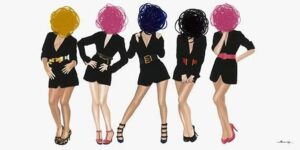 J. Barrios Giclee Girls Band Painting - Acrylic -  Size: 40"L x 77"W x 2"H.
