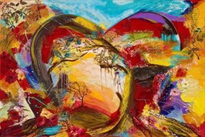 Tree of Love by Dalia Kantor - Embellished Giclee -  Size: 46"L x 38"W x 2"H.