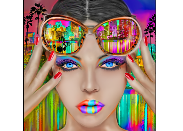 Miami Nights Painting by Marc Rudinsky - Acrylic -  Size: 24"L x 24"W x 2"H.