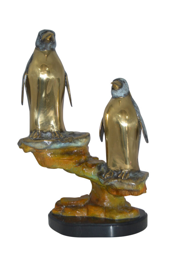 Two Penguins Bronze Statue -  Size: 16"L x 10"W x 12"H. - Image 2
