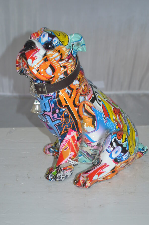 Modern Tie Dye Bulldog made of Resin -  Size: 9"L x 8"W x 12"H. - Image 2
