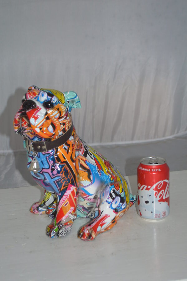 Modern Tie Dye Bulldog made of Resin -  Size: 9"L x 8"W x 12"H. - Image 4