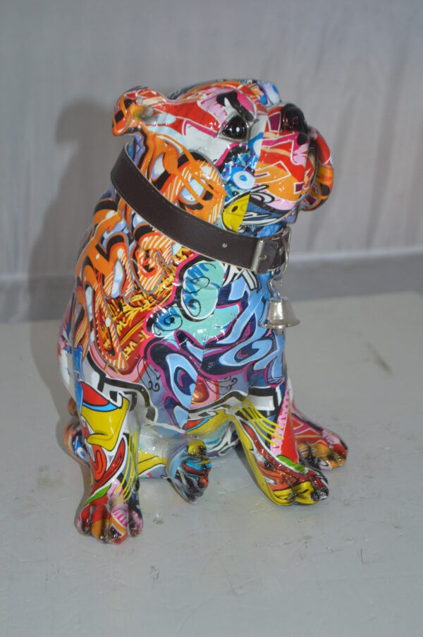 Modern Tie Dye Bulldog made of Resin -  Size: 9"L x 8"W x 12"H. - Image 5