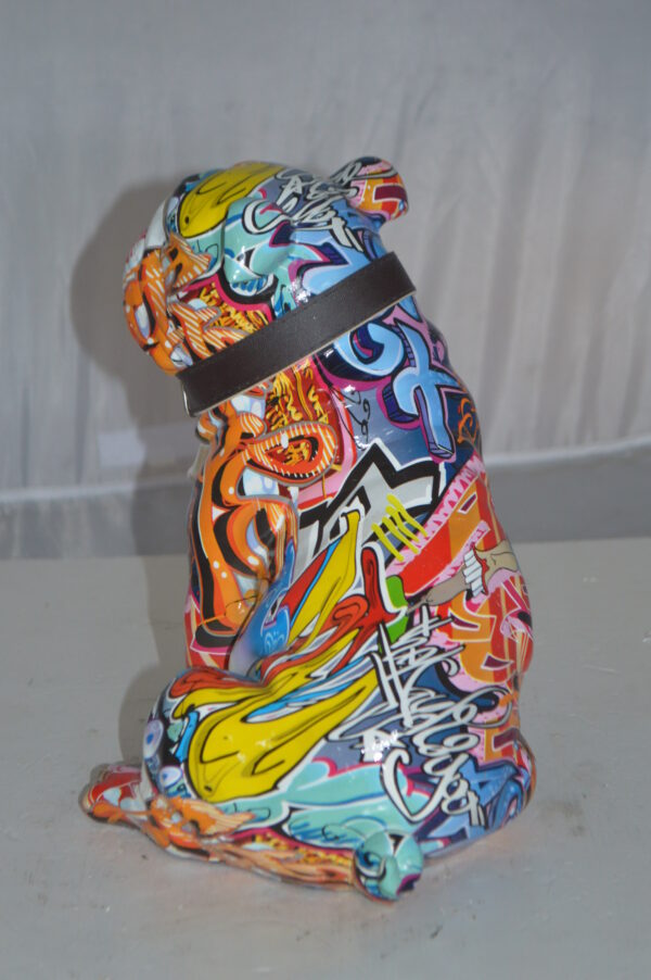 Modern Tie Dye Bulldog made of Resin -  Size: 9"L x 8"W x 12"H. - Image 8