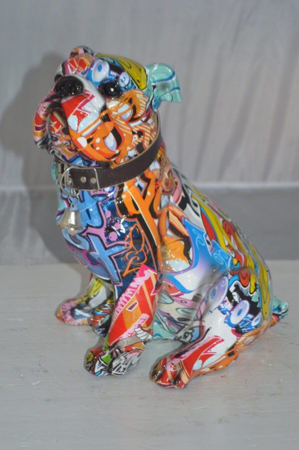 Modern Tie Dye Bulldog made of Resin -  Size: 9"L x 8"W x 12"H. - Image 10
