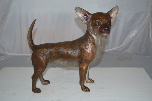 Standing Chihuahua Bronze Statue -  Size: 6"L x 16"W x 14"H. - Image 4