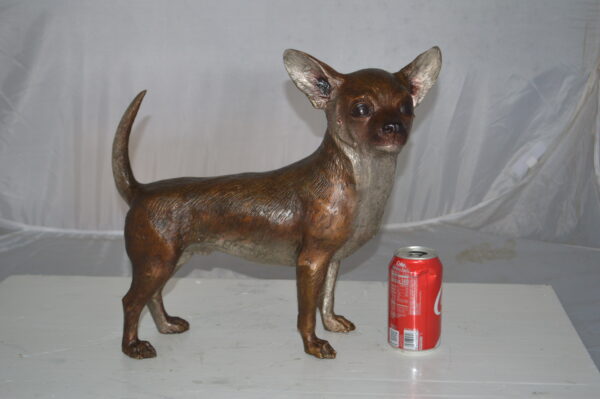 Standing Chihuahua Bronze Statue -  Size: 6"L x 16"W x 14"H. - Image 5