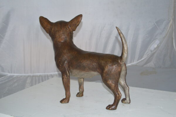 Standing Chihuahua Bronze Statue -  Size: 6"L x 16"W x 14"H. - Image 7