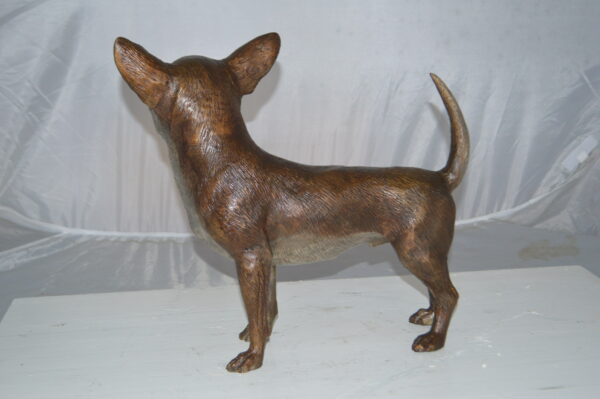 Standing Chihuahua Bronze Statue -  Size: 6"L x 16"W x 14"H. - Image 8