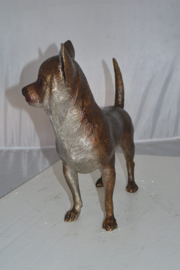 Standing Chihuahua Bronze Statue -  Size: 6"L x 16"W x 14"H. - Image 9