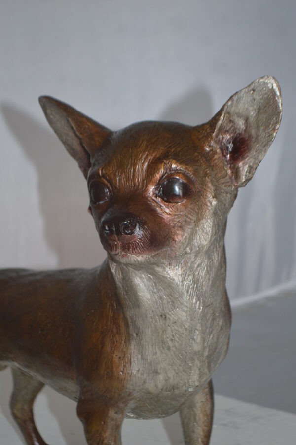 Standing Chihuahua Bronze Statue -  Size: 6"L x 16"W x 14"H. - Image 10
