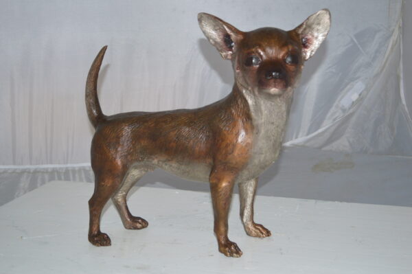 Standing Chihuahua Bronze Statue -  Size: 6"L x 16"W x 14"H. - Image 11