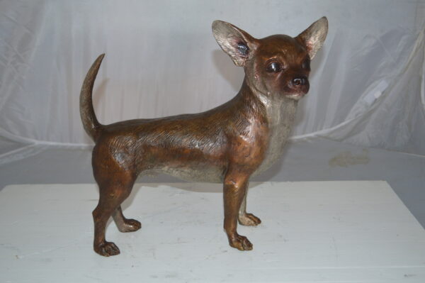 Standing Chihuahua Bronze Statue -  Size: 6"L x 16"W x 14"H. - Image 12