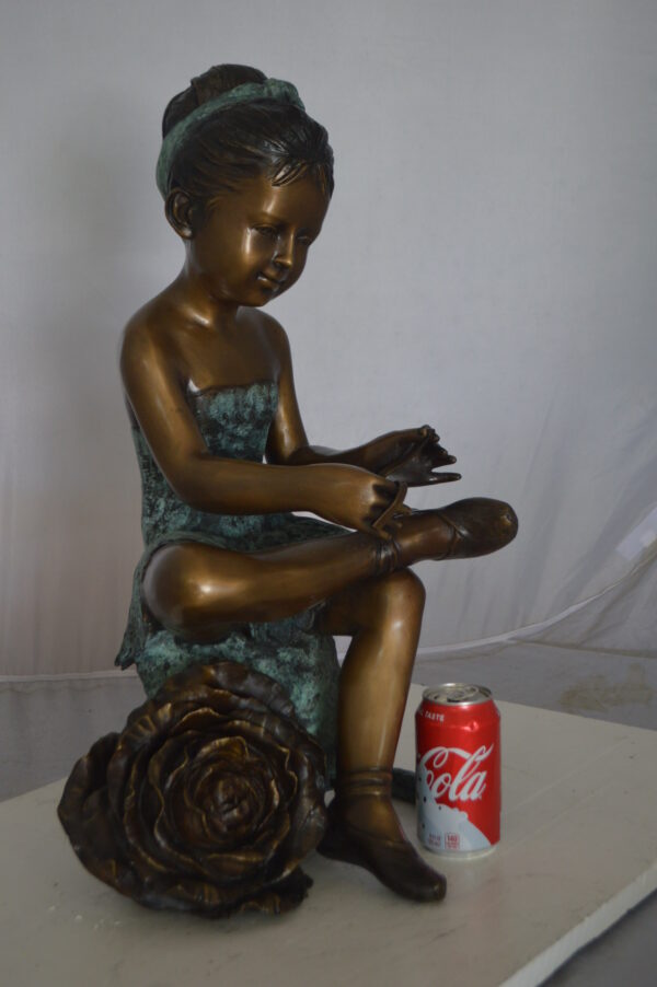 Dancer with Rose bronze statue -  Size: 15"L x 17"W x 26"H. - Image 4