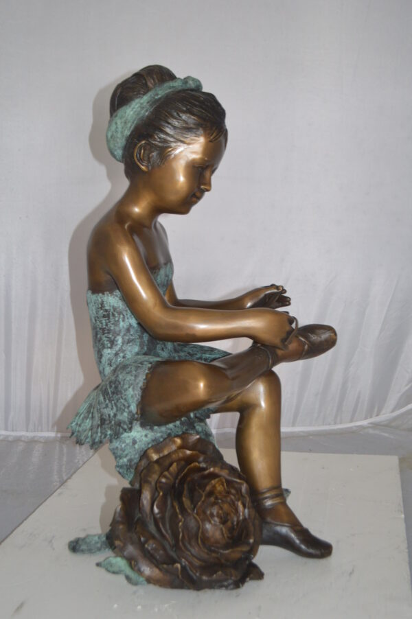 Dancer with Rose bronze statue -  Size: 15"L x 17"W x 26"H. - Image 5
