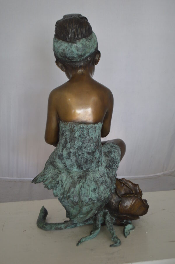 Dancer with Rose bronze statue -  Size: 15"L x 17"W x 26"H. - Image 7