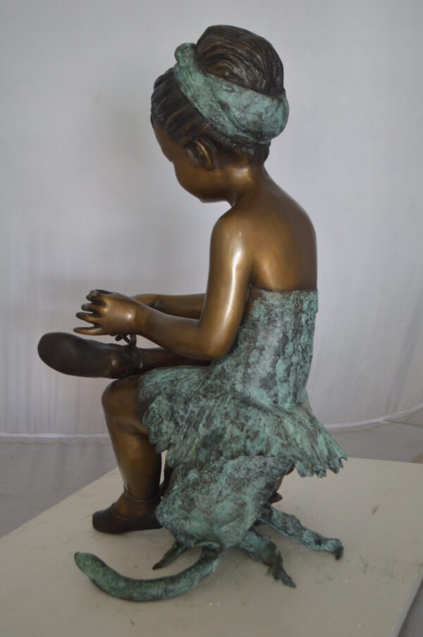Dancer with Rose bronze statue -  Size: 15"L x 17"W x 26"H. - Image 8