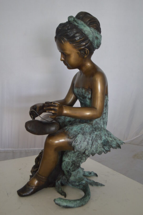 Dancer with Rose bronze statue -  Size: 15"L x 17"W x 26"H. - Image 9