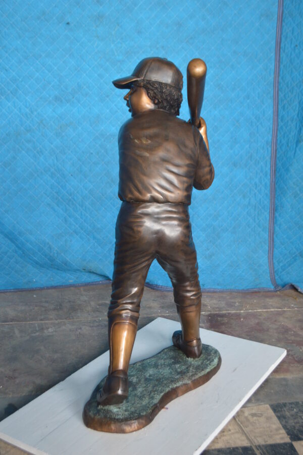 Boy With a baseball Bat playing, Bronze Statue -  Size: 23"L x 16"W x 38"H. - Image 9