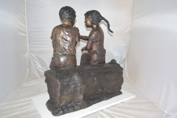 Boy and Girl enjoying an ice-cream bronze statue -  Size: 28"L x 24"W x 33"H. - Image 10