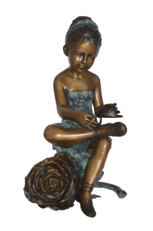 Dancer with Rose bronze statue -  Size: 15"L x 17"W x 26"H.