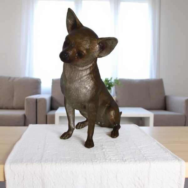 Sitting Chihuahua Bronze Statue -  Size: 6"L x 15"W x 15"H. - Image 2
