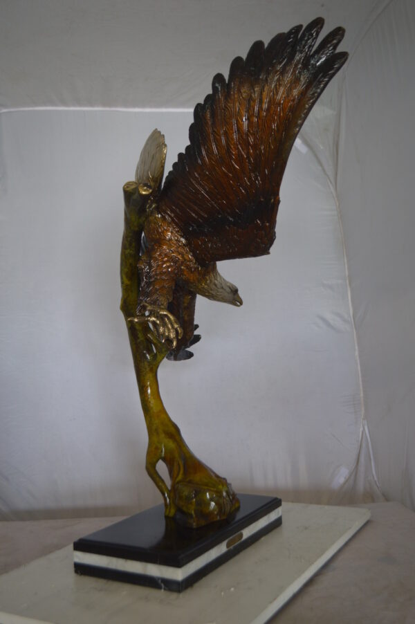 Eagle Soaring Bronze Statue by W Aribu -  Size: 35"L x 27"W x 38"H. - Image 5